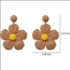 Stud Handmade Rattan Flower Orecchino Stud Per Le Donne Ragazze St Rafia Goccia Geometrica Ciondola Summer Beach Ear Jewelry Consegna Orecchini Dhtlk