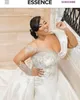 Plus Size A-Linie Brautkleider Brautkleid mit Überrock One-Shoulder-Spitze-Applikation mit langen Ärmeln Maßgeschneiderte Hochzeits-Party-Kleider Vestido de Novia