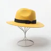 Basker unisex strukturerad resenär ull filt hatt män kvinnor fedora gul sol cowboy cap