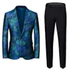 Mens Suits Blazers Left Rom 브랜드 Jacquard Suit British Style Men Business Wedding Party Tuxedo Dress Blazer 및 Pant Slim Clothing 221121