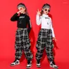 Ensembles de vêtements Hip Hop Filles Jazz Crop Top Plaid Joggers Vêtements Enfants Sweat Street Dance Pantalon Enfant Cool Stage Streetwear Costumes