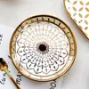 Placas de estilo europeu Luxo dourado Cerâmica da Arábia do Oriente Médio Requintada e Sobremesa Pan Salad Plate