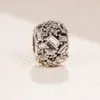 925 Sterling Silver Winter Chiselled Elegance with Cz Christmas Charm Bead For European Pandora Style Jewelry Bracelets and Necklaces