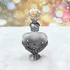 60 x Vintage Gri Parfüm Cam Şişe Kelebek Desen Kalp Şekli 10ml Buzlu Mat Boş Doldurma Uçucu Yağlar Konteyner