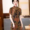 Roupas étnicas 2022 verão melhorado quipao temperamento curto manga curta solto retrô elegante vestido de cheongsam impresso para mulheres G780