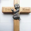 Christmas Decorations Wooden Cross With Kneeling Praying Kid Decor Hanging Blessing Wall Handmade Ornament For Indoor Outdoor H88F