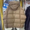 女性のダウンパーカスオフシーズンダウンジャケットミディアムフード付き大きなゆるい韓国の肥厚された白いアヒルの冬のコート221121