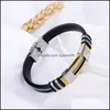 Bangle Stainless Steel Buckle Bracelet Bangle Cuff Sile Wristband For Women Men Fashion Jewelry Drop Delivery Bracelets Dhcuj