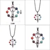 Pendentif Colliers Cristal Naturel Pierre Précieuse Reiki Chakra Pendentif Guérison Lune Vents Sier Alliage Incrusté Gem Collier Pour Wonmen Drop De Dht4H