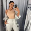 Pantalon deux pièces pour femmes O cou sans manches Sexy Body femmes hors épaule corps haut Streetwear blanc combinaisons costume vêtements vêtements taille