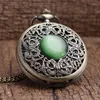 Pocket Watches Bronze Hollow Imitation Jade Stone Necklace Pendants Decorated Watch Emerald Decoration Presents Chian Men Women Gifts