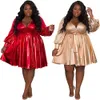 Plus Size Kleider Damenbekleidung Plus Size Kleidung Partykleider für Frauen Elegante lange Ärmel lose Minikleider Großhandel Drop 221121