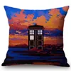 Pillow Autumn Vintage Telephone Booth Natural Oil Painting Landscape Cover Nordic Home Decoration Sofa Chair Throw