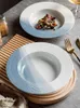 Piatti Piatto in ceramica bianca da 9 pollici Ciotola per zuppa occidentale Piatti da cucina Insalata Utensili da cucina Set di stoviglie in porcellana El