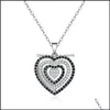 Pendant Necklaces Crystal Diamond Heart Necklace Pendant Romantic Hollow Love Women Necklaces Wedding Fashion Jewelry Gift Drop Deli Dhqon