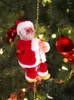 Decorações de Natal escalada de escalada elétrica Papai Noel Fatueta com música Ornamento de Natal para a boneca de corda em casa