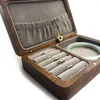 Jewelry Pouches Boutique Black Walnut Cloth Pocket Storage Box Ring Bracelet Earrings Necklace Carrying Case Wooden Gift