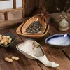 Piatti Ceramica giapponese Conchiglia di ostrica Piatto da pranzo Cucina Ristorante Stoviglie Sushi Sashimi Snack retrò irregolare