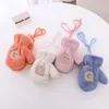 Kinder Fäustlinge Winter Fleece warm warm Big Letter Baby Girls Jungen Handschuhe weiche Tether Hänge Hals Vollfinger Kawaii-Handschuhe für Kinder 2-6 Jahre