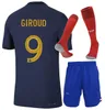 maillots de football Français fra nce domicile et extérieur Ensembles 2022 BENZEMA MBAPPE GRIEZMANN 2023 POGBA GIROUD KANTE Maillot de Costumes et chaussettes Maillots kit Maillot de football Francia