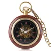 Pocket Watches Wood Watch Carving Exquisite Fashion Hand Winding Fob Retro Vintage Mechanical Steampunk Classic Gift Trendy Pendant Men 221121