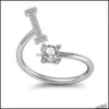 Klusterringar 26 az engelska bokstavsring kristall initial öppen diamant kvinnor ringar mode smycken droppleverans dhtje