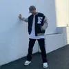 Männer Jacken Frühling Herbst Übergroße Baseball Uniform Jacke Vibe Stickerei Männer Frauen Beflockung Hiphop Leder Hülse Caot Punk Bomber 221121