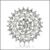 Broches Broches Mode Cristal Diamant Broche Broches Perle Bouquet De Fleurs Pour Les Femmes Bijoux Cadeau Drop Delivery Dhgke