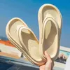 Breve diseñador de rayas marca sandalias de mujer playa al aire libre plana mujer diapositivas baño pareja zapatillas verano nuevos zapatos femeninos J220716