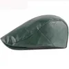 Berets HT3196 Men Women Beret Solid PU Leather Hat Vintage Adjustable Cap Retro Artist Painter Ivy Sboy Flat