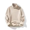 Herrtr￶jor Turtleneck fleece vinterm￤n tr￶ja avslappnad fast f￤rg manlig tjock pullover l￥ng￤rmad stickade varma tr￶jor mode jumper 221121