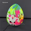 Large LED Inflatable Christmas Egg Balloon Store Ornament With Santa Pattern For Xmas And New Year Decoration