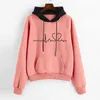 Gym Clothing Women Casual Loose Sweatshirt Autumn Long Sleeve Printing Pocket Pullover Patchwork Hooded Top Streetwear Blouse