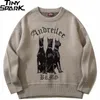 Мужские свитера мужчины 3 Doberman Dog Graphic Streetwear вязаная хип -хоп ретро -пуловер осень хлопок повседневный хипстер 221121