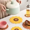 Table Mats 2Pcs Sunflower Insulation Pad Silicone Coffee Pot Holder Countertop Non-Slip Placemat