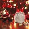 Cadeau cadeau 3pcs sacs de Noël velours bois sac de bonbons cordon boîte mystérieuse fête année cadeaux pochette d'emballage