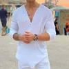 Мужские футболки Европы и Америка мода VNECK Casual Solid Color Men's Fit 221121