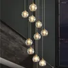 Chandeliers All-copper Staircase Long Chandelier Modern Minimalist Duplex Villa Loft Apartment Spiral Light Luxury Crystal Lamp