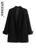 Dames pakken blazers kpytomoa dames mode front button kantas slijtage blazer jas vintage lange mouw klep zakken vrouwelijke bovenkleding chique vesten femmes 221121