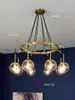 Kolye lambaları Postmodern Nordic Minimalist Oturma Odası Yemek Hong Kong Tarz Yatak Odası Işık Lüks All-Bronz Chandelier