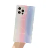 iphoen 14plus 14 13 12 pro max Hüllen 11 11Pro Laser Square Rainbow Handyhülle für Damen Aurora Handschutz mit gerader Kante