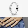 Cluster Rings MYBEBOA Trendy 925 Sterling Silver Ring Daisy Flower Sparkling Heart Tiara Crown For Women Engagement Anniversary Jewelry
