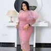 Vestidos de tamanho plus size feminino lace lanterna Midi Bodycon Dress Lady Lady Summer Summer Birthday Festa de vestidos elegantes com faixas