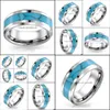 Bandringar rostfritt stål naturligt turkosa ringband finger kvinnor mens inlay sten ringar mode smycken släpp leverans dhhjv