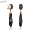 Charme Laya 925 en argent Sterling incrusté de pierre noire rétro longues boucles d'oreilles suspendues pour les femmes fête originale moderne bijoux accessoires 221119