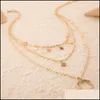 Pendant Necklaces Fashion Retro Layered Gold And Sier Necklace Personalized Chain Moon Map Pendant Choker Necklaces For Women Drop D Dh3Gx