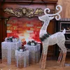Decorazioni natalizie Luci decorative Confezione regalo cervo in ferro battuto Ornamenti in tre pezzi sotto l'albero