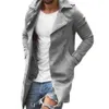 Vestes Men de style britannique Men de trench Pockets Windbreaker Cardigan Slim Male Couleur solide Long Veste Spring Automne 221121