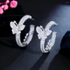 Hoop Earrings Shiny Micro Pave Cubic Zirconia Circle Round Cute Butterfly For Women Fashion Party Jewelry