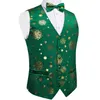 Мужские костюмы Blazers Green Christmas Men Vest Bowtie Pocket Square Mufflinks Set Setted Snowflake The Laselect for Man Accessories Party Giftse 221121